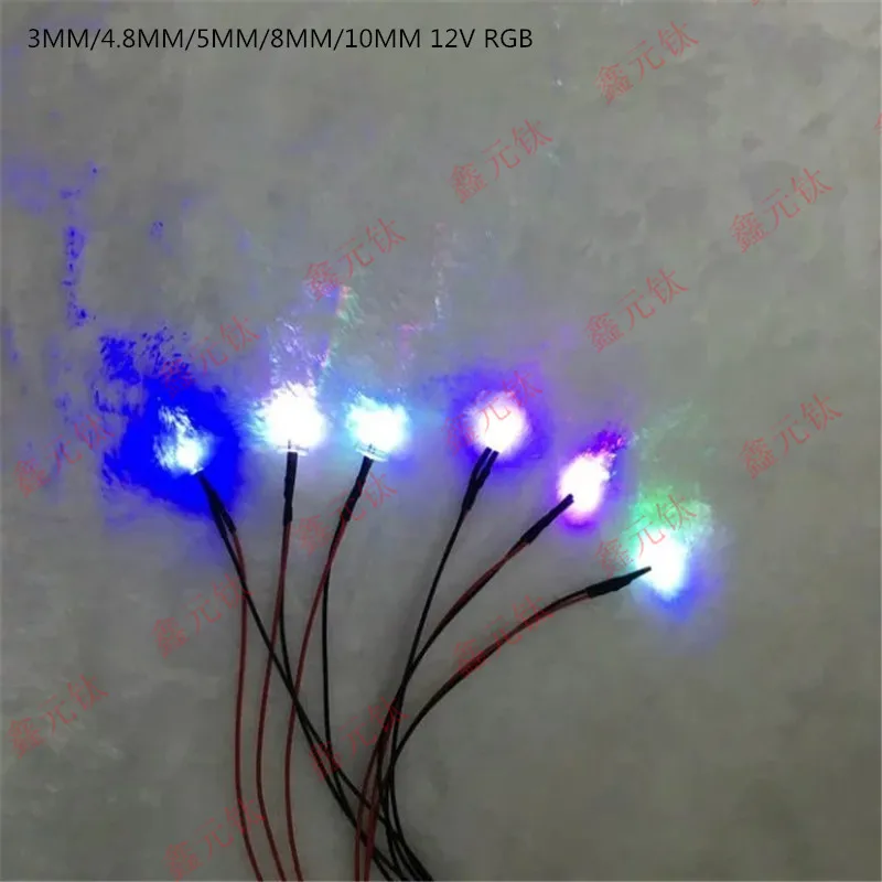 3MM 4.8MM 5MM 8MM 10MM 12V RGB led lighting beads Flashing lights 20CM quick flashing/Slow flash 50pcs/lot