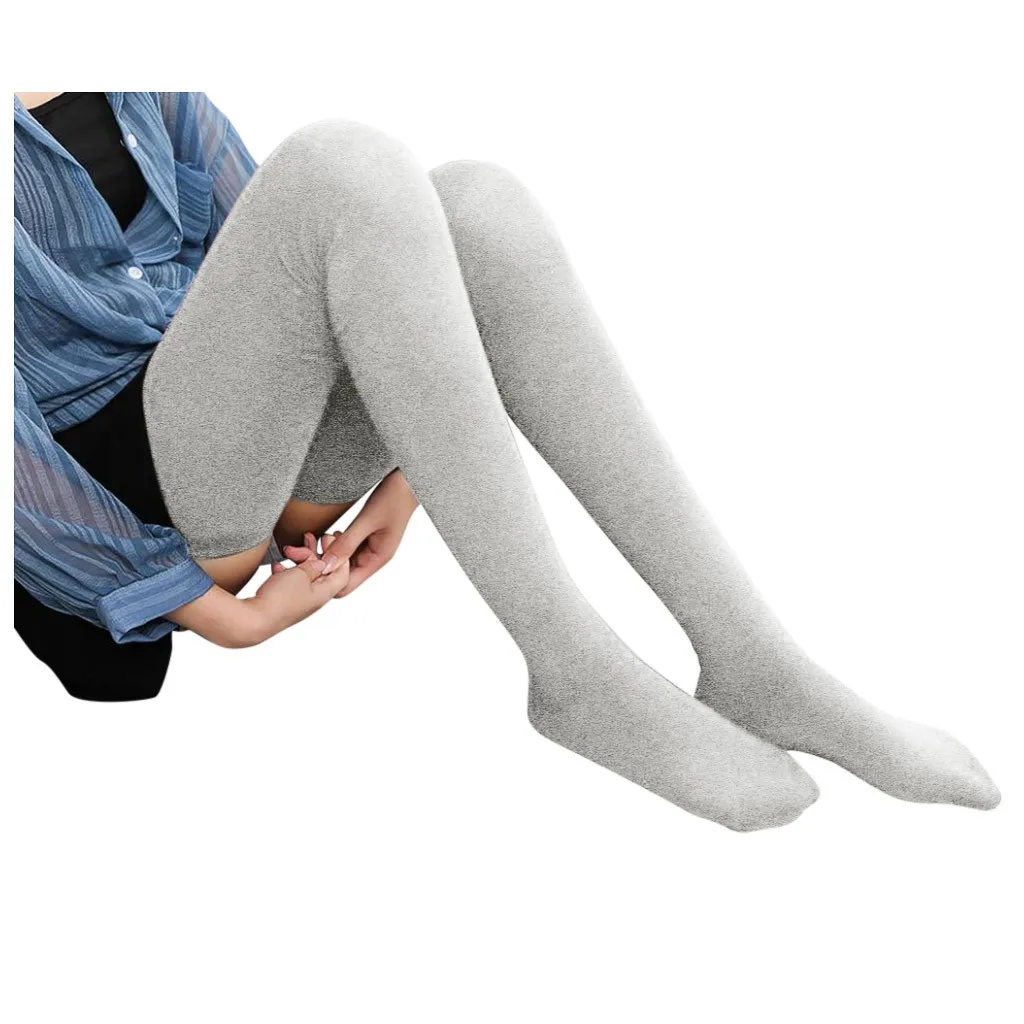 Women Socks Stockings Warm Thigh High Over the Knee Socks Long Cotton Stockings medias Sexy Stockings medias sexy muslo mujer - Цвет: Light Gray