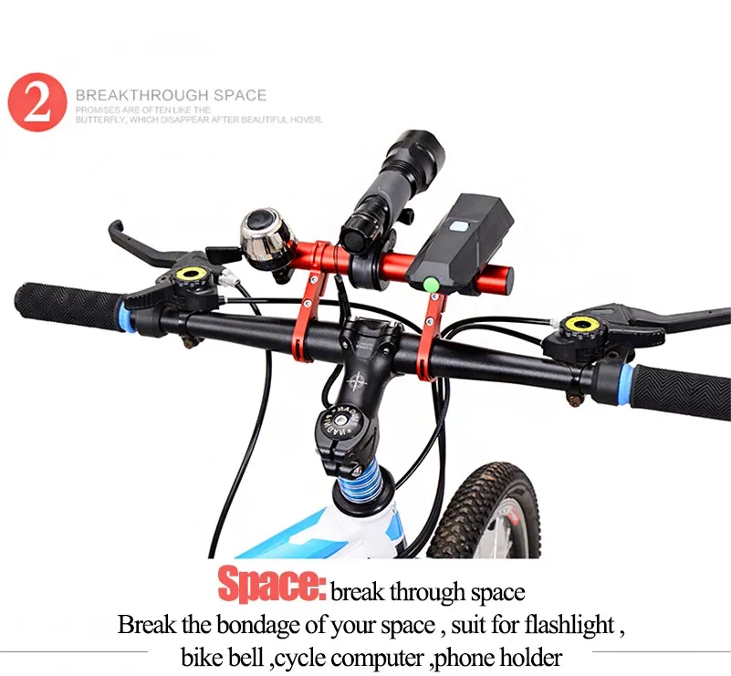 Vélo guidon de vélo lumière Support Support Téléphone Extender Mount Accessories