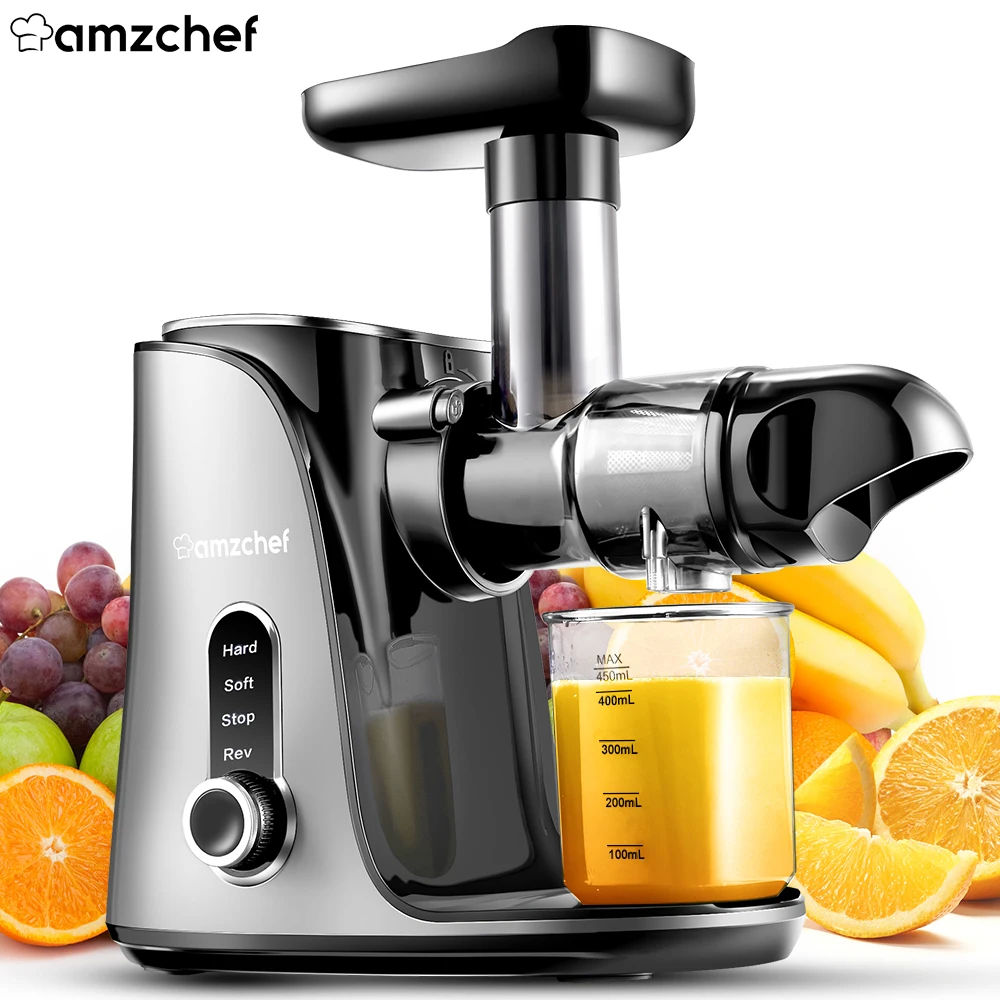 AMZCHEF Automatic Orange Juicer Slow Jucer Electric Smoothie Blender