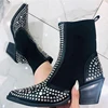 Boots Female Women Shoes 2022 Ankle Boots Winter Chelsea Women's Rivets Autumn Pointed Toe Shoes Female Mid Heel Footwear ► Photo 3/5