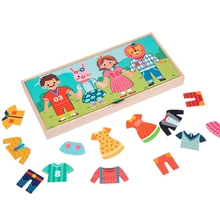 

Creative Puzzle Clothes Drying and Dressing Game Cartoon Cute Safe Wooden Paper Puzzles To Improve Baby's Cognition Montessori