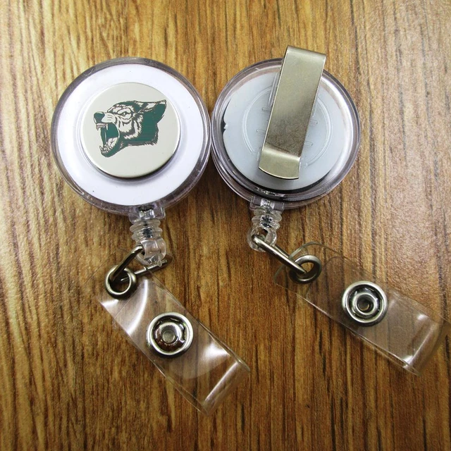 Wolf ID Badge Reel gift for him/her friend family retractable recoil id  badge holder work fun