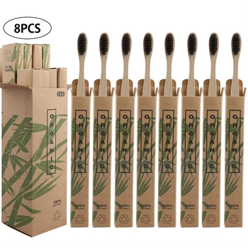 

8pcs Travel Bamboo Toothbrushes Soft Bristle Oral Care Tooth Brush
