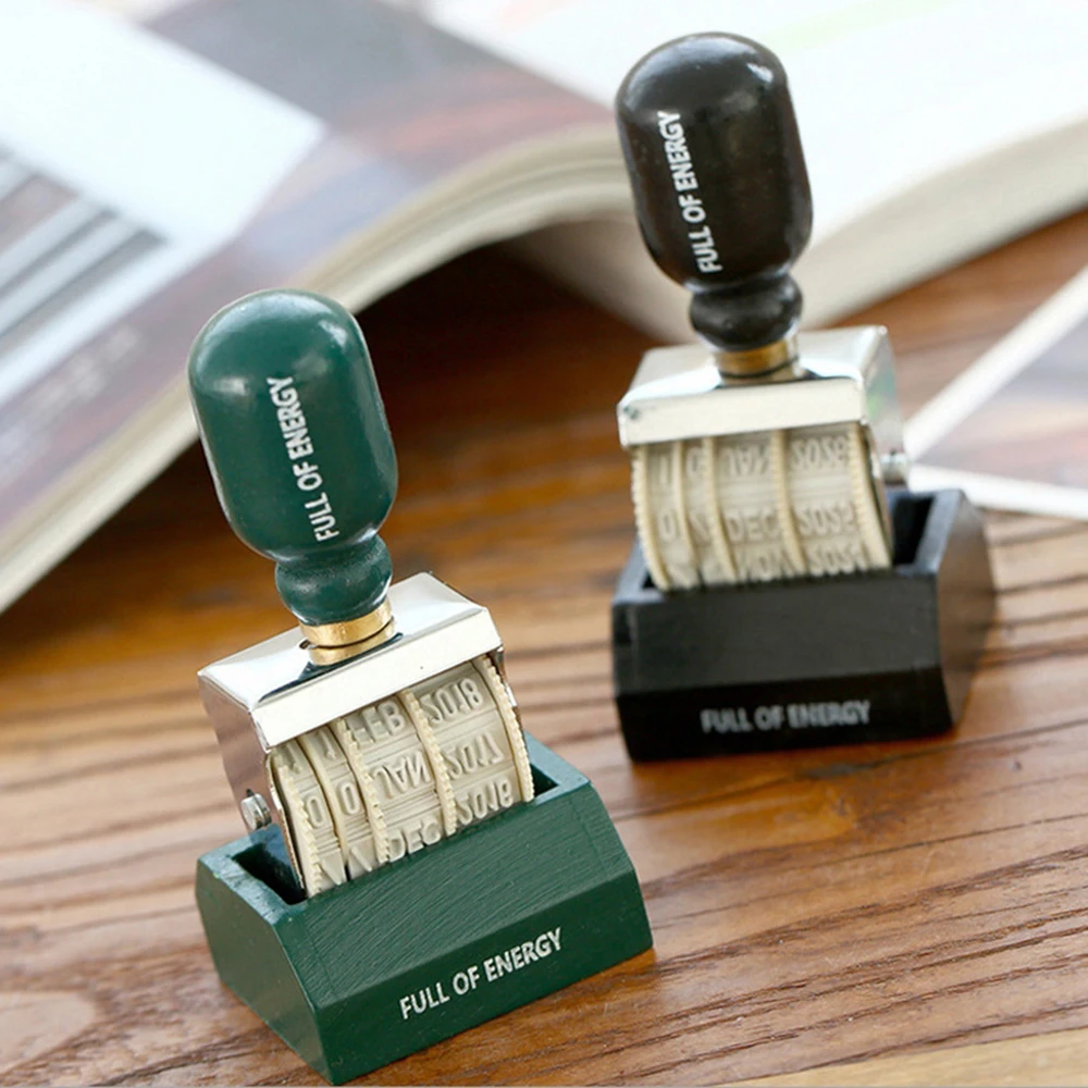 

1 Pcs Vintage Date Postmark Stamps DIY Wheel Knob Stamping Mud Stamps for Office Supplies Emboss English