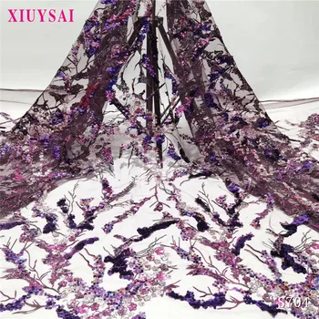 

XIUYSAI African Organza Lace Fabric sequins lace embdroidery High Quality African French Lace Fabric For african Wedding S704