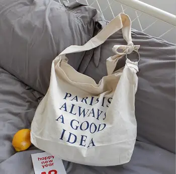 

Letter printed canvas bag casual large-capacity shoulder messenger bag fashion zipper environmental protection bag female bag