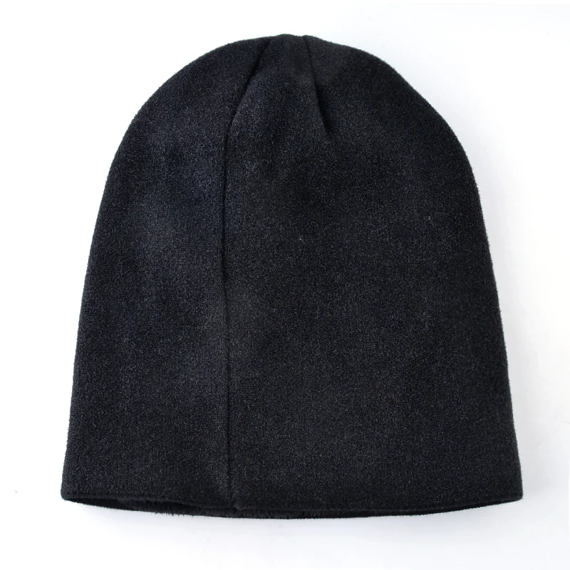 Двойная бархатная вязаная шерстяная шапка skullies, Мужская зимняя ...