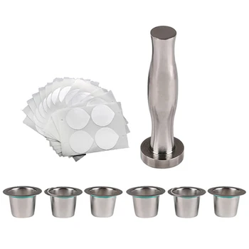 

Reusable for Nespresso Capsule Filter with Press Coffee Grinds Tamper Coffee Pod for Nespresso Machine Coffee Maker