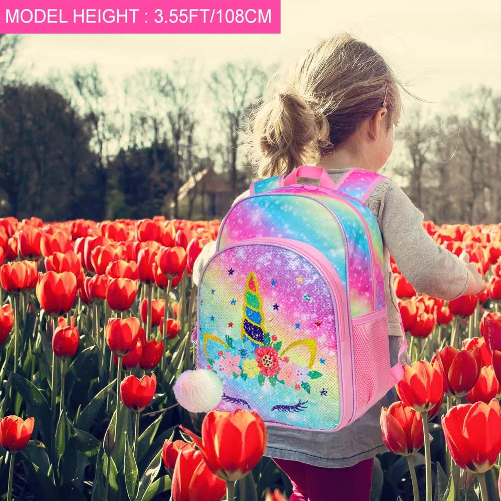 Unicorn Colorful Sequin Backpack Set