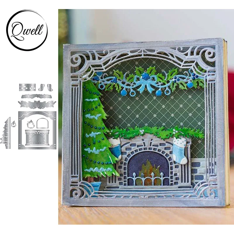 

QWELL Christmas Fireside Metal Cutting Dies for Scrapbooking and Card Making Paper Embossing Craft New 2019 die cuts