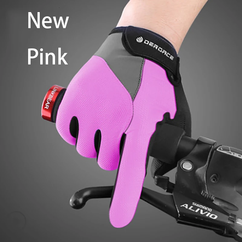 New Pink Весна Осень мужские и женские велосипедные перчатки с сенсорным экраном Нескользящие дышащие универсальные велосипедные перчатки велосипедные спортивные перчатки - Цвет: New Pink