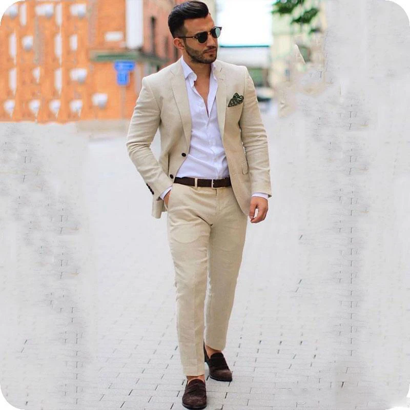 Latest Coat Pant Designs Beige Linen Casual Men Suits Groom Wedding Tuxedo  2Piece Costume Homme Mariage Slim Fit Terno Masculino - AliExpress Men's  Clothing