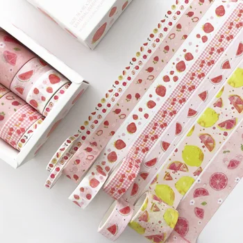 

8 pcs/pack Strawberry Time Bullet Journal Washi Tape Set Adhesive Tape DIY Scrapbooking Sticker Label Masking