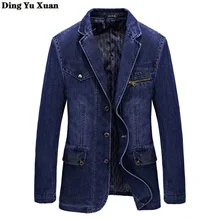 2020 Spring Autumn Mens Casual Denim Blazer for Men Slim Fit Blazer Masculino Jeans Suit Coat Hombre Winter Cotton Veste Homme