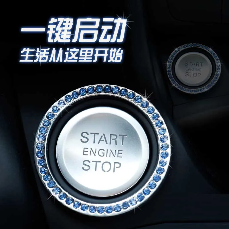 

40mm/1.57" Auto Car Bling Decorative Accessories Automobiles Start Switch Button Decorative Diamond Rhinestone Ring Circle Trim