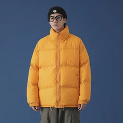 2022 New Korean Padded Jacket Men'S Leisure Thickened Youth Student Bread Suit Handsome Stand Collar Pure Color Winter Warm Coat