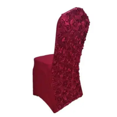 wine red 50 шт. универсальный эластичный спандекс 3D чехол для стула с розами лайкра полиэстер ткань для свадебной вечеринки банкета отеля обеденный Чехол для стула - Цвет: wine red