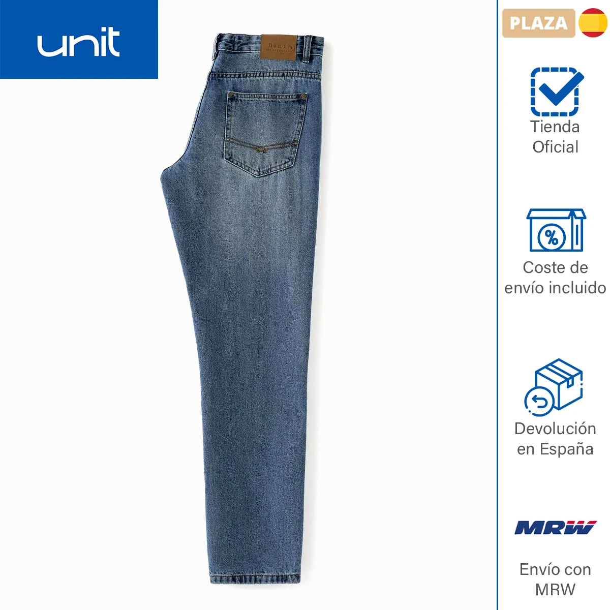 Bajo costo Unit - Pantalones vaqueros de hombre con cinco bolsillos azul . Ropa de moda y de calidad para uso diario jYQOMlMxWaL