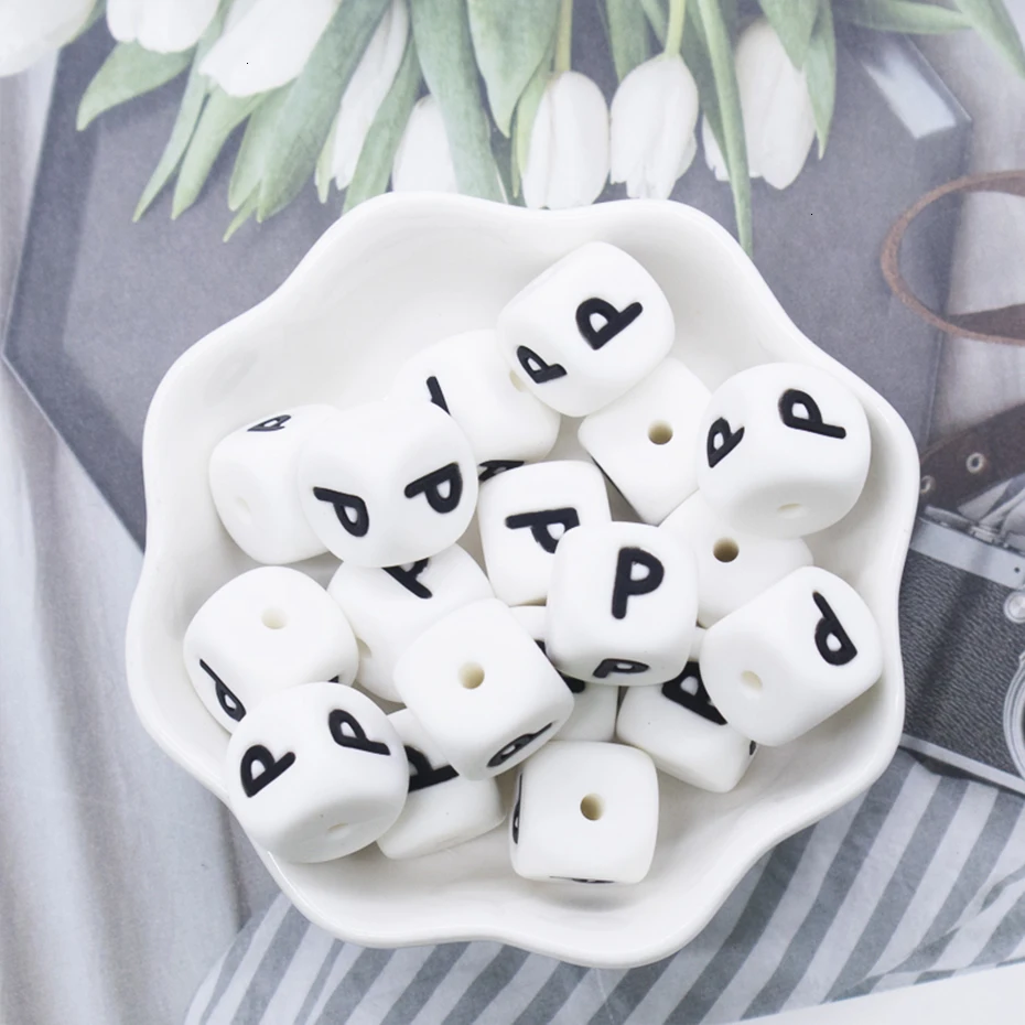 100pc Silicone Alphabet Beads Baby Teething Beads For DIY Necklace Pacifier Chain Nursing Accessories Gifts Silicone Teether Toy