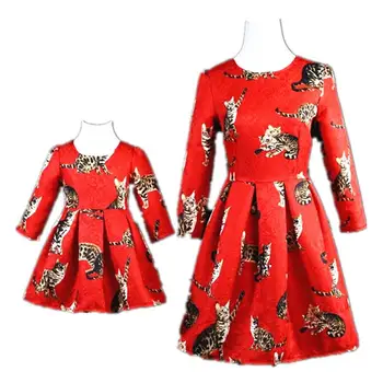 

Mother Daughter Dresses Mommy Girl Cartoon Matching Twinning Party Dress Family Look Outfits Girl Mom Clothes J494