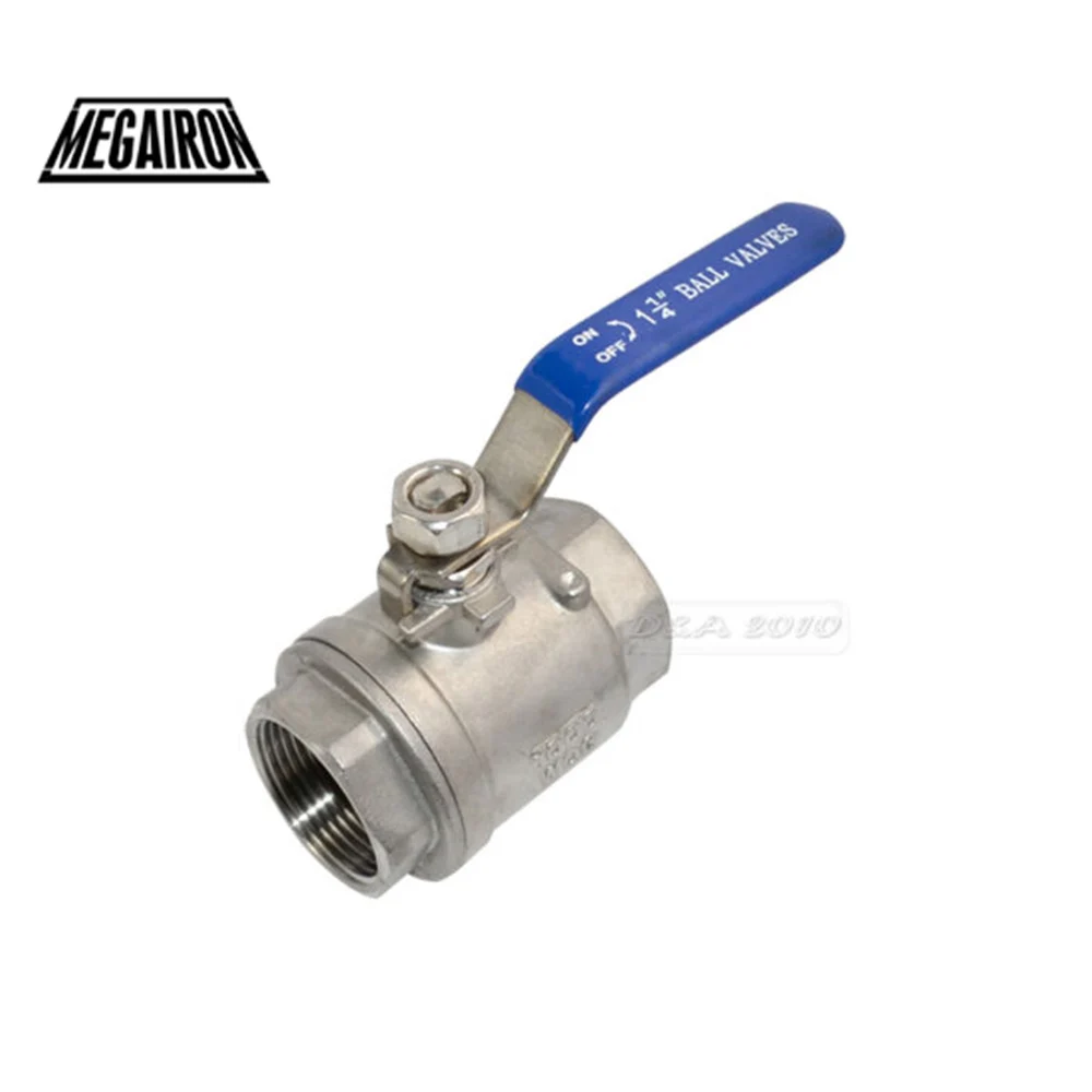 MEGAIRON 1-1/" NPT Female 304 нержавеющая сталь санитарный 2 шт полный порт шаровой клапан с виниловой ручкой Резьбовые клапаны Макс 1000psi