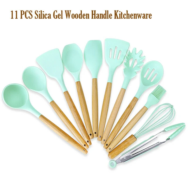 10/11PCS Silicone Kitchenware Non-stick Cookware Cooking Tool Spatula Ladle  Egg Beaters Shovel Spoon Soup Kitchen Utensils Set