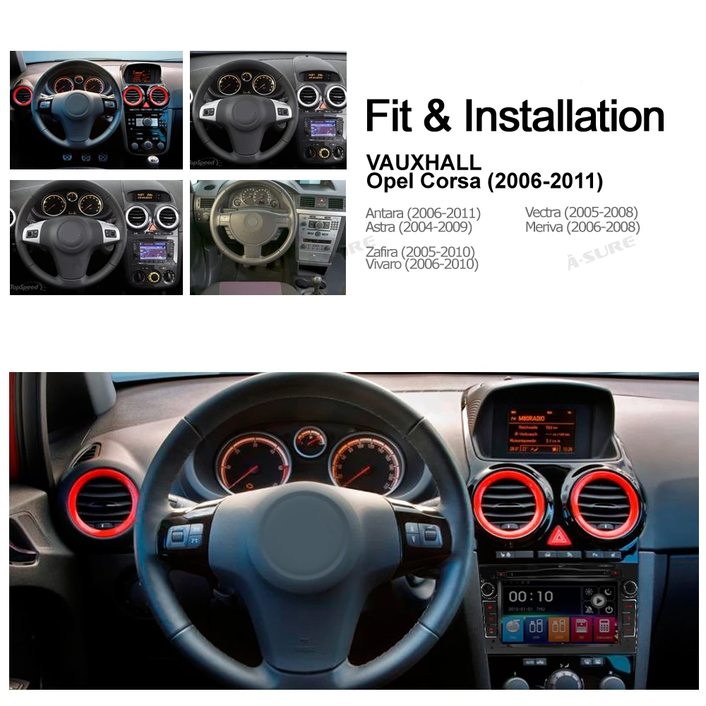 Excellent A-Sure 2 Din Auto Radio GPS DVD Player Navigation For Vauxhall/Opel Corsa Zafira Astra Vectra Meriva Antara DAB+ Bluetooth RNS 2