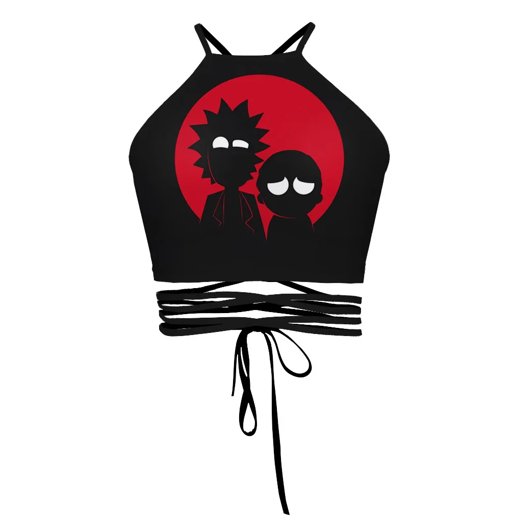 New Summer Sexy Cartoon Naruto Printed Girl Vest Tanks Slim Fitness Cross Bandage Women Camis Crop Tops Streetwear