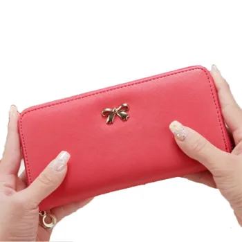 

Fashion Bow Ladies Wallet Women Day Clutch Simple Coin Purse PU Leather Card Holder