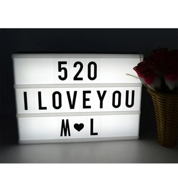 

New LED Combination Night Light Box Lamp DIY Black Letters Cards USB Port Powered Cinema Lightbox-White Light A6