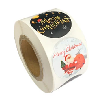 

500pcs/roll Merry Christmas 10 Styles Labels Stickers Gift Craft Box Seal Gifts Box Decorative Labels Adhesive Paper