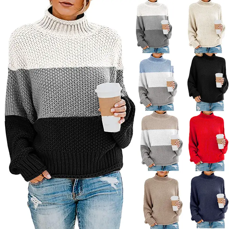 

Women Pullover Sweater Ribbed Turtleneck Sweater Casual Long Sleeve Knitted Jumper Tops for Quickstep,Melbourne or Casual Pants