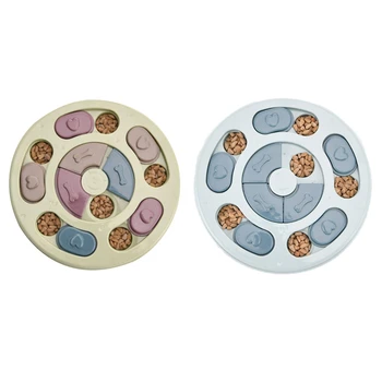 

Dog Food Turntable Pet Puppy Treat Dispenser Dog Puzzle Toy Bowl Interactive Training Games Feeder Round