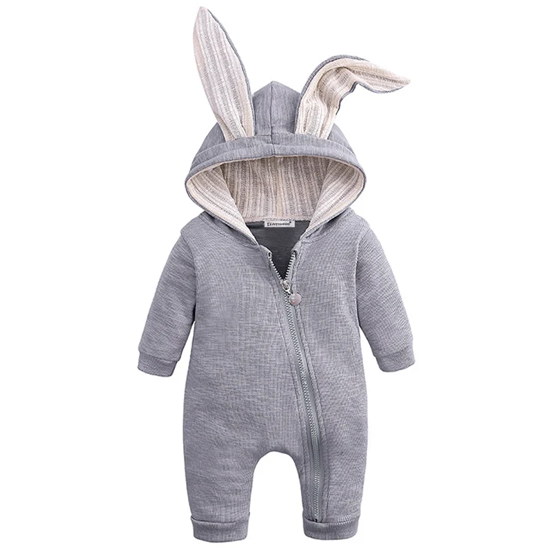 Winter Baby Girl Boy Clothes Jumpsuit Long Sleeve Newborn Baby Clothes Overalls Baby Rompers Cotton Infant Clothing 3-18 Months - Цвет: Gray