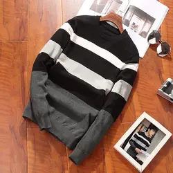 2018 осень и зима новый стиль мужской свитер корейский стиль приталенный пуловер вязаная рубашка мужская одежда вырез лодочкой тренд