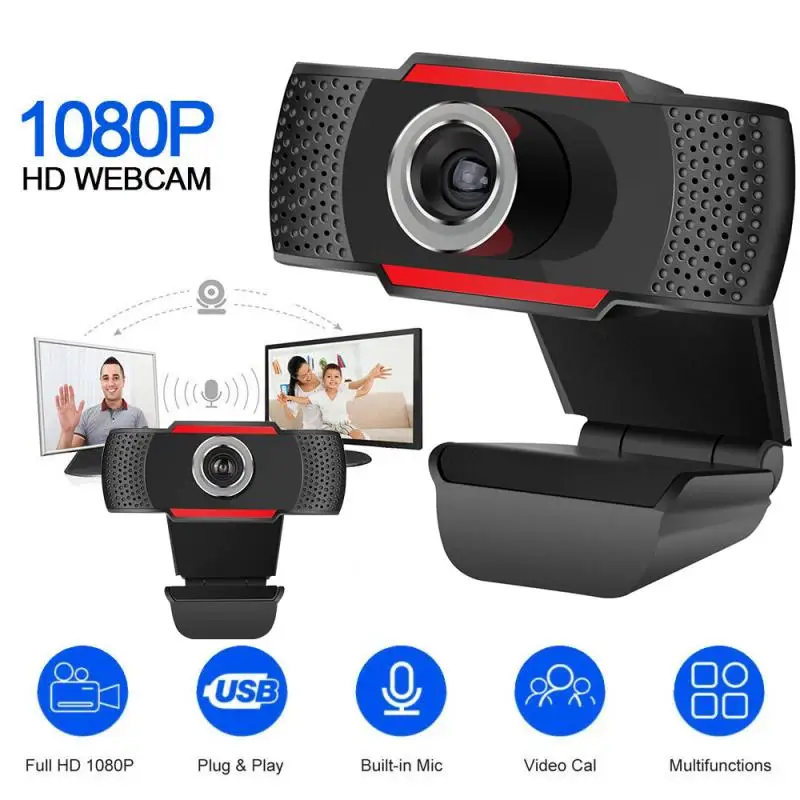 Mini cámara Web USB 2,0 HD 1080P para PC, Webcam ajustable giratoria con  micrófono para ordenador portátil, periféricos de escritorio - AliExpress
