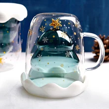 Рождественская елка события чашка звезда воды двухслойные Стеклянные Кружки для коктейля вина DIN889