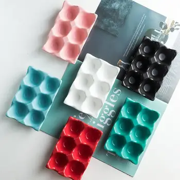 

Ceramic Egg Tray 6-Lattice Egg Holder for Kitchen Restaurant Fridge Storage