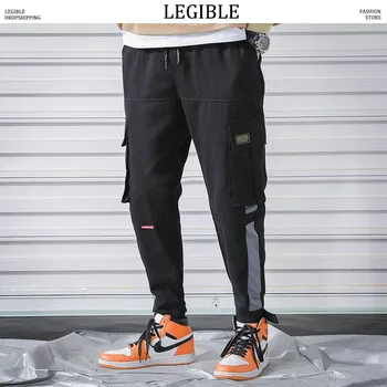 

LEGIBLE 2019 Cargo Pants Men Multi-pocket Mens Pants Elastic Waist Harem Pant Hip Hop Casual Loose Joggers Male