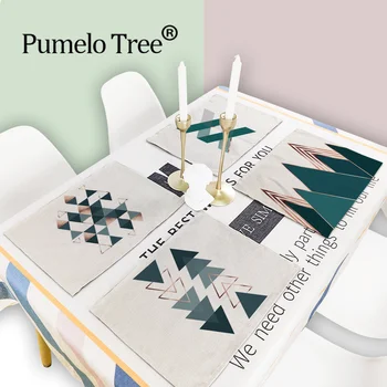 

1PCs Nordic Creative Green Geometric Pattern Placemat Pad Dining Table Mat Heat Insulation Placemats Coaster Kitchen Decoration