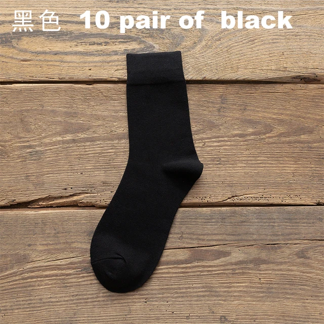 10 Pairs/Lot New Men's Cotton Socks Autumn Winter Business Breathable Male Crew Dress Socks Meias Colorful Fashion Happy Sox Hot 10 pairs of  black
