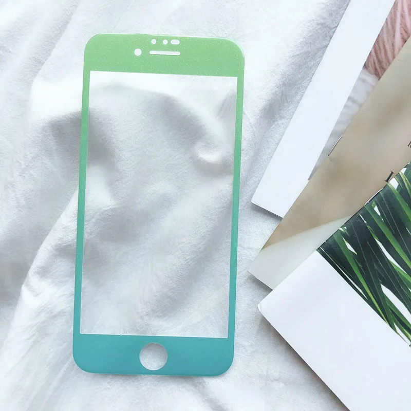 Полное покрытие, закаленное стекло для iPhone 6, 6s, 7, 8 Plus, цветная Защитная пленка для экрана, Защитное стекло для iPhone 7, 8 plus, стекло - Цвет: green