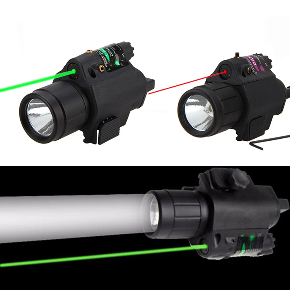 2 in 1 Combo Tactical Pulsed Green Laser Sight with 200LM LED Q5 Flashlight for Hunting Rifle and Pistol Glock 17 19 22-0