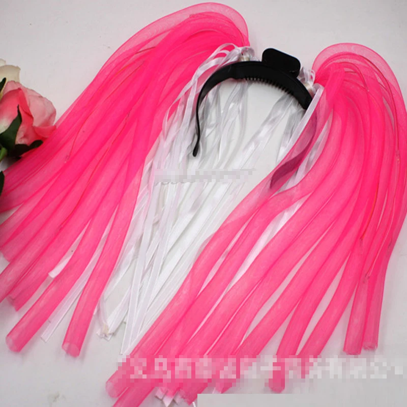 Светящиеся Волосы оплетка очки мигающий лук маска для глаз светодиодный светильник вьющиеся волосы парик Поклонники день рождения принадлежности светодиодный Вечерние - Цвет: pink braid