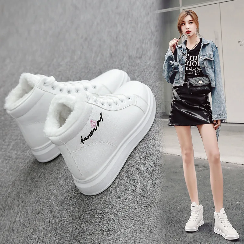 NAUSK 2019 New Women Snow Boots Winter Plush Keep Warm Cotton Shoes Lace Up Velvet Ankle Zapatos De Mujer Botas | Обувь