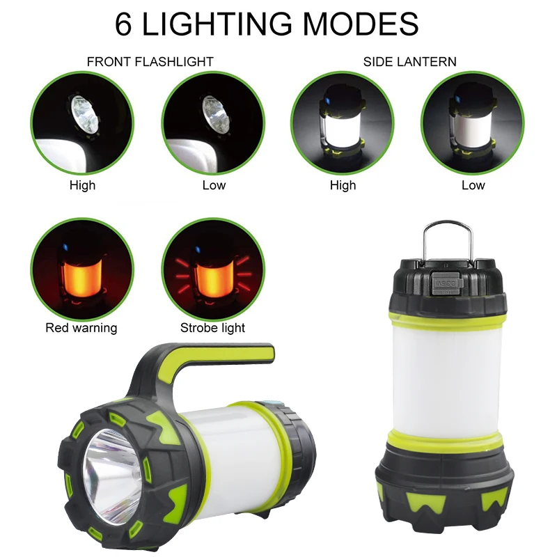 Out Camp Lamp LED Camping Light USB Rechargeable Flashlight Dimmable Spotlight Work Light Waterproof Searchlight Emergency Torch
