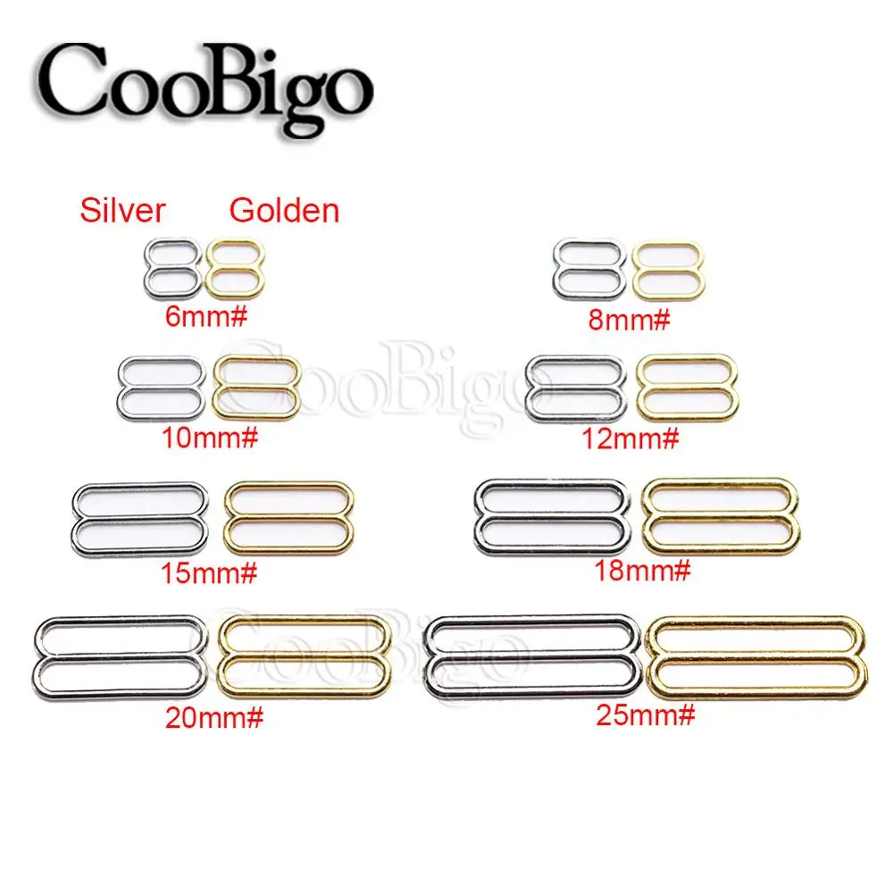 100pcs Metal Bra Strap Adjust Buckles Brassiere Sliders Rings Clips for Women Lingerie Underwear Adjustment DIY Accessory 6-25mm