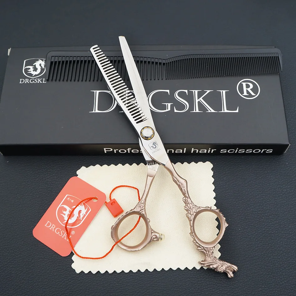DRGSKL, ножницы для стрижки волос с ручкой дракона, высокое качество, Япония, 440C, Профессиональные Парикмахерские ножницы - Цвет: DW G THIN