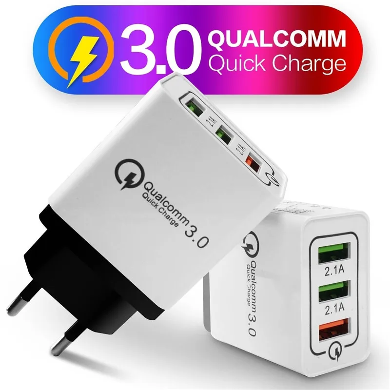 

2020 3 Holes Usb Fast Charger For Iphone Charger Samsung For Huawei Charger Xiaomi Adapter Quick Charge 3.0 Fast Charging Phone
